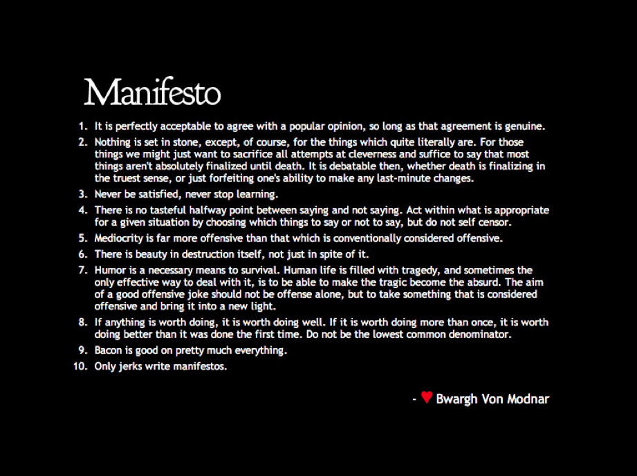 bwargh von modnar manifesto